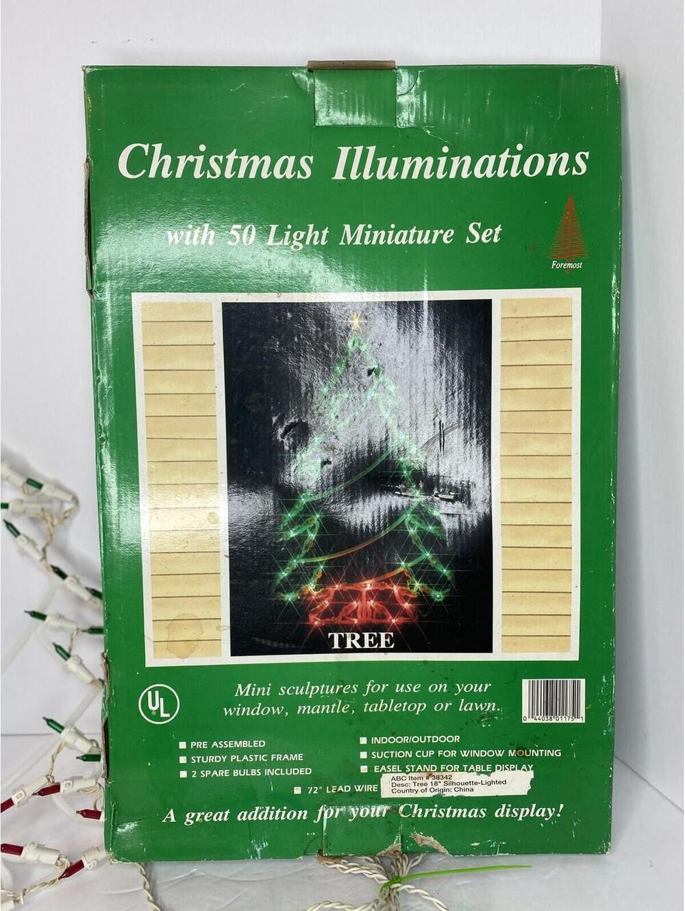 Vintage Christmas Silhouettes Light Up Tree Indoor Outdoor Decoration